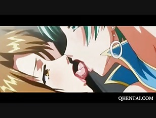Chesty hentai girl sucks dicks in bukkake orgy