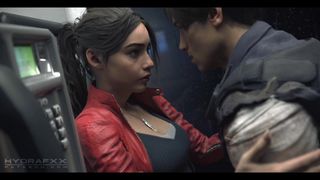 Claire Redfield And Leon In A Phone Booth