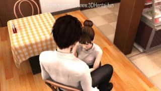 Hentai MILF wife gives blowjob and anal