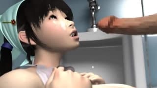 In this Hentai a threesome have fun in the loo