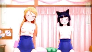 Kirino Kousana & Kuroneko cute ball riding (Oreimo)