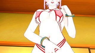 Nymphomaniac hentai slut, masturbates in front of your dick.