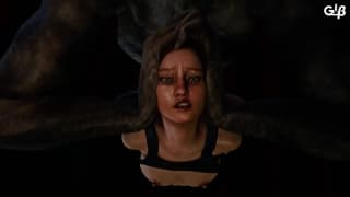 Zombie with a huge dick dominates a girl