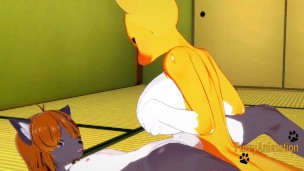 Digimon Hentai – Taomon & Grey Fox Hard Sex 1/2